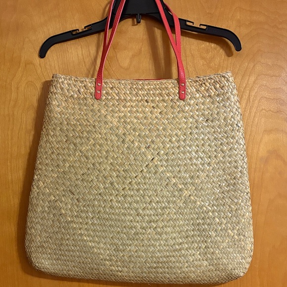 kate spade Straw Tote with Pink & Orange Embroidered Butterflies - Picture 3 of 7